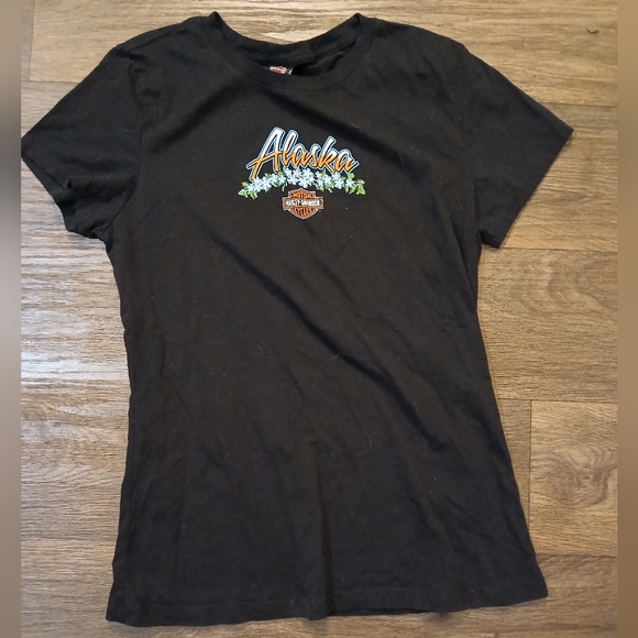 Harley Davidson Ketchikan Alaska Inside Passage Women’s Black T-Shirt. - Picture 1 of 9